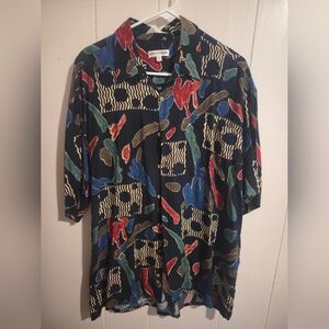 Mens Pierre Cardin Colorful Abstract Button-Up Shirt